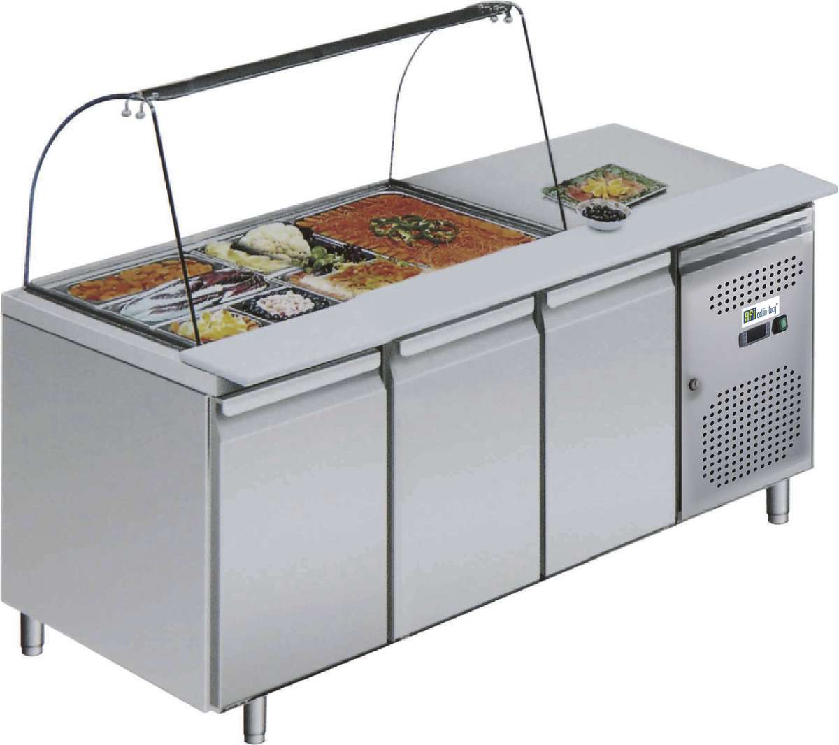 Tables refrigérées + saladette ouverte STAR — AA3PP+PS — 465 L – vue 2