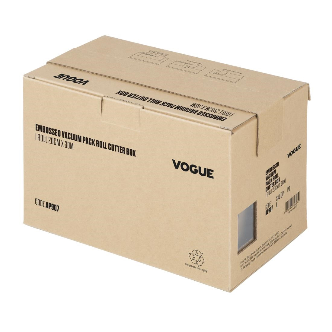 Rouleau de sacs sous-vide gaufrés avec boîte distributrice Vogue largeur 200 mm — AP907