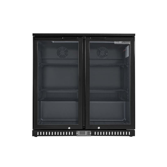 Arrière-Bar Réfrigéré 2 Portes Battantes Vitrées - 209 Litres - Finition Noire