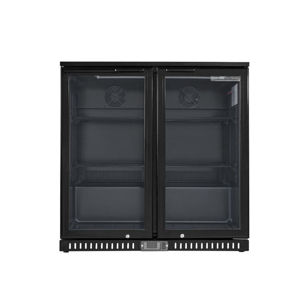 Arrière-Bar Réfrigéré 2 Portes Battantes Vitrées - 209 Litres - Finition Noire