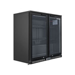 Arrière-Bar Réfrigéré 2 Portes Battantes Vitrées - 209 Litres - Finition Noire