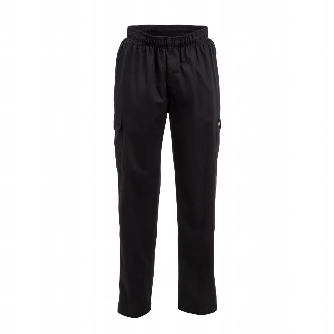 Pantalon de cuisine mixte Chef Works Slim Fit Cargo noir L — B222-L