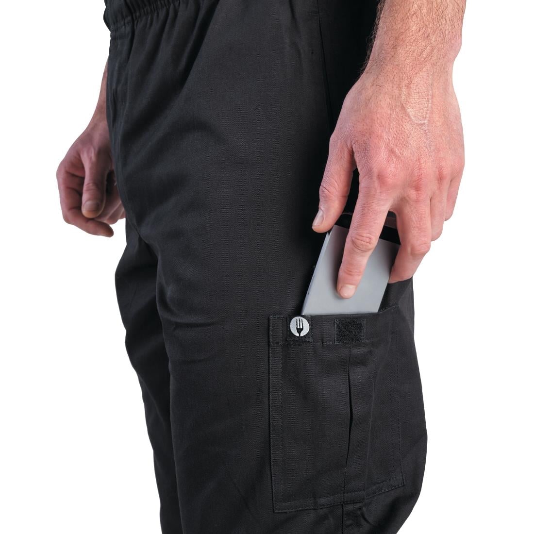 Pantalon de cuisine mixte Chef Works Slim Fit Cargo noir L — B222-L