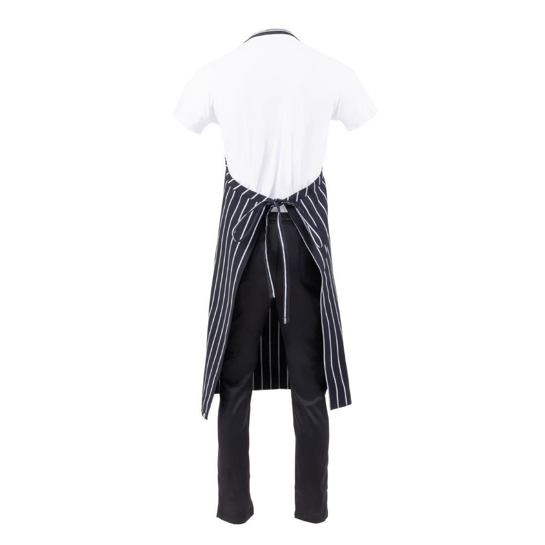 Tablier bavette tissé Chef Works Premium rayures noires et blanches — B248