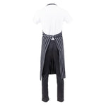 Tablier bavette tissé Chef Works Premium rayures noires et blanches — B248