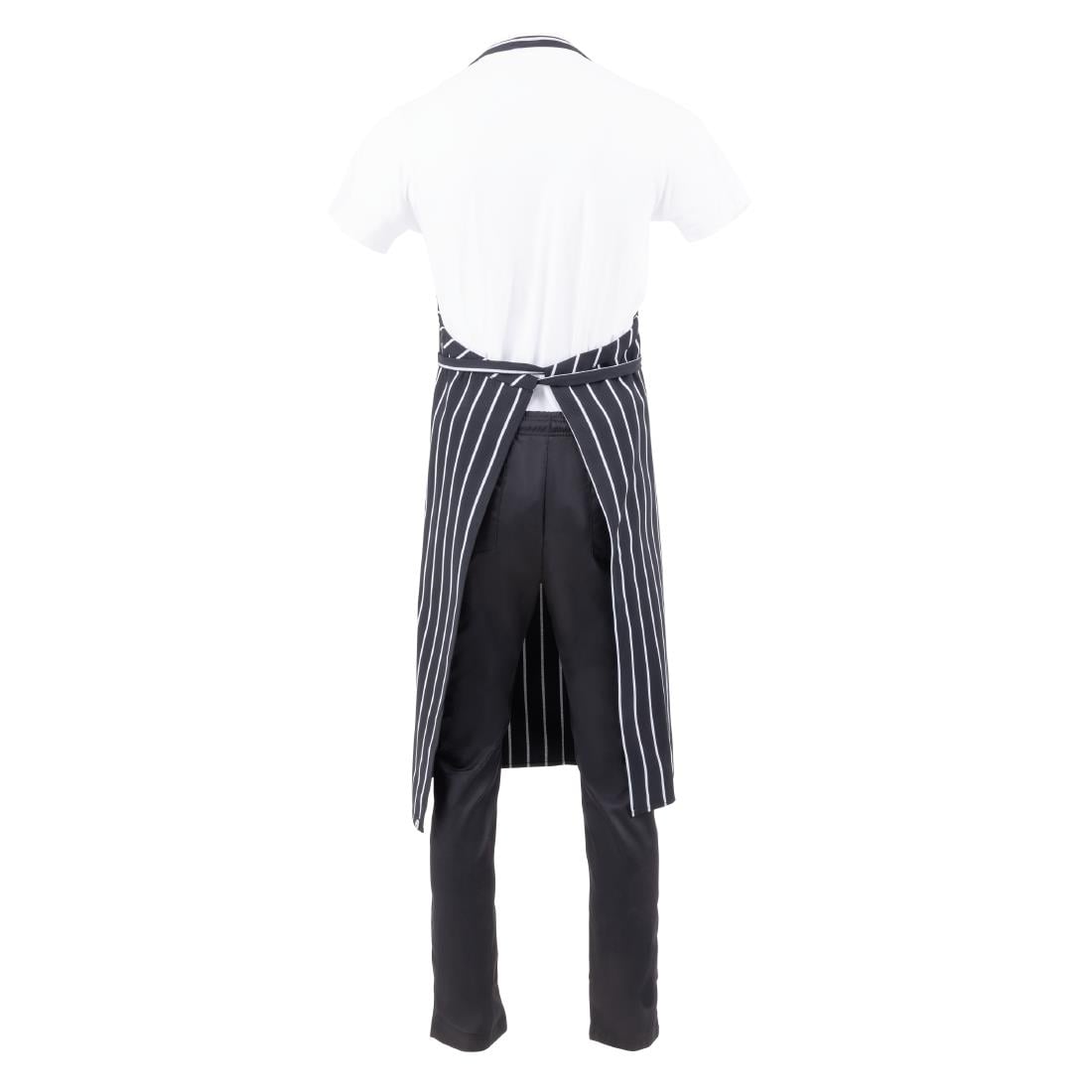 Tablier bavette tissé Chef Works Premium rayures noires et blanches — B248