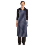 Tablier bavette tissé Chef Works Premium rayures bleue marine et blanches — B249