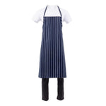 Tablier bavette tissé Chef Works Premium rayures bleue marine et blanches — B249