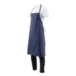 Tablier bavette tissé Chef Works Premium rayures bleue marine et blanches — B249