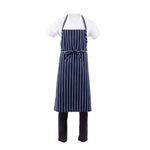 Tablier bavette tissé Chef Works Premium rayures bleue marine et blanches — B249