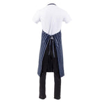 Tablier bavette tissé Chef Works Premium rayures bleue marine et blanches — B249