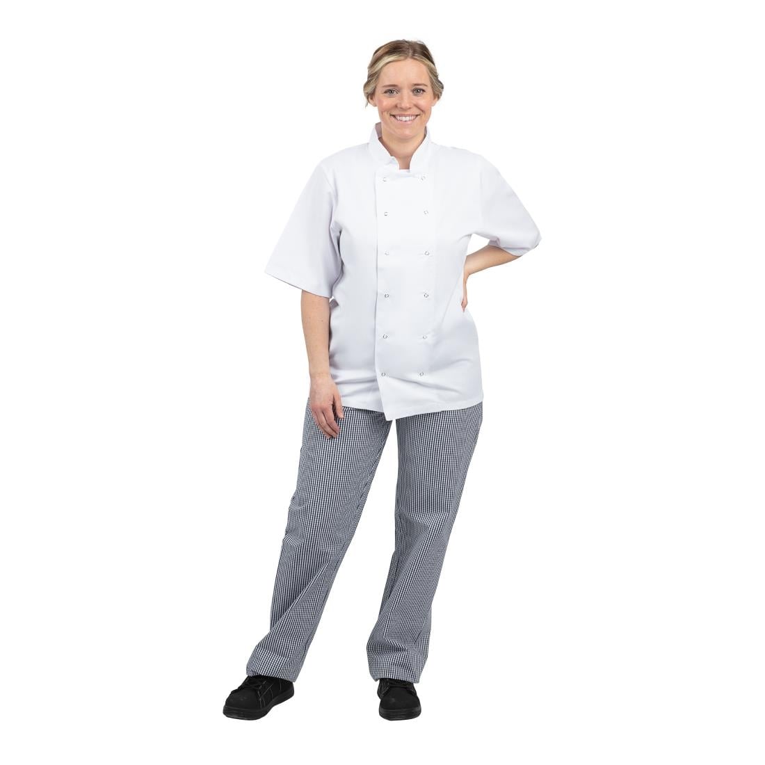 Pantalon de cuisine mixte Whites Vegas petits carreaux bleu et blanc XS — B311-XS