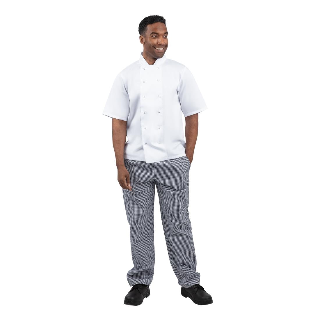 Pantalon de cuisine mixte Whites Vegas petits carreaux bleu et blanc XL — B311-XL