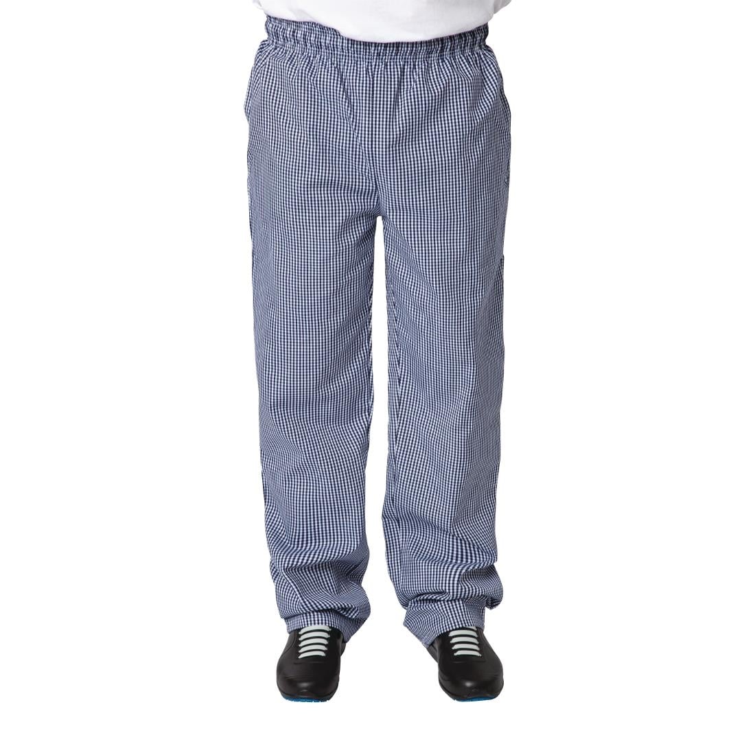 Pantalon de cuisine mixte Whites Vegas petits carreaux bleu et blanc XS — B311-XS
