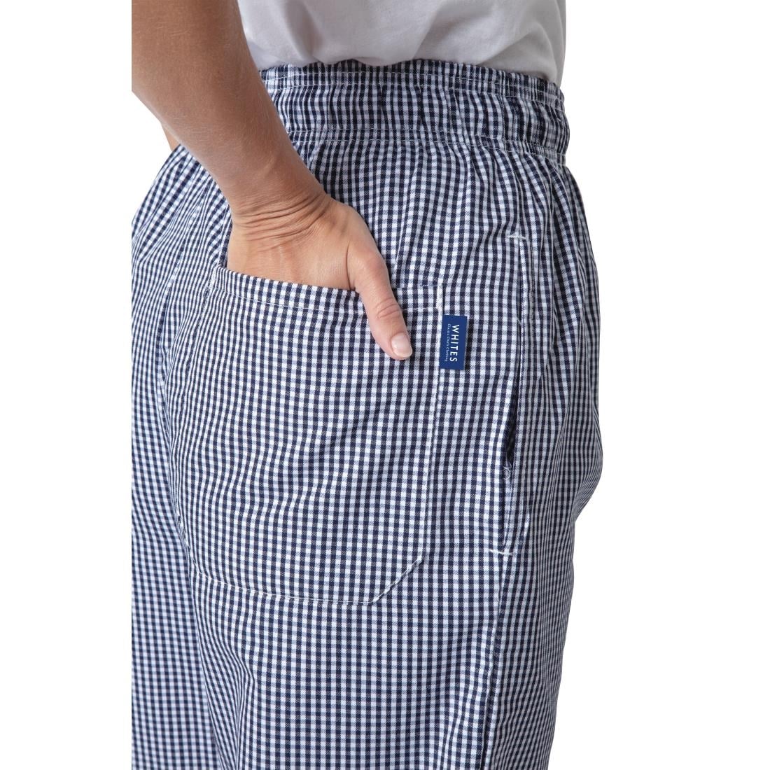 Pantalon de cuisine mixte Whites Vegas petits carreaux bleu et blanc XL — B311-XL