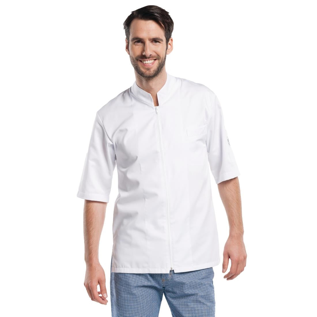 Veste de cuisine mixte Chaud Devant Monza manches courtes blanche S — B502-S