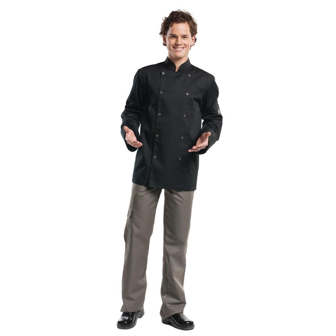 Veste de cuisine mixte Chaud Devant Hilton Poco manches longues noire L — B507-L