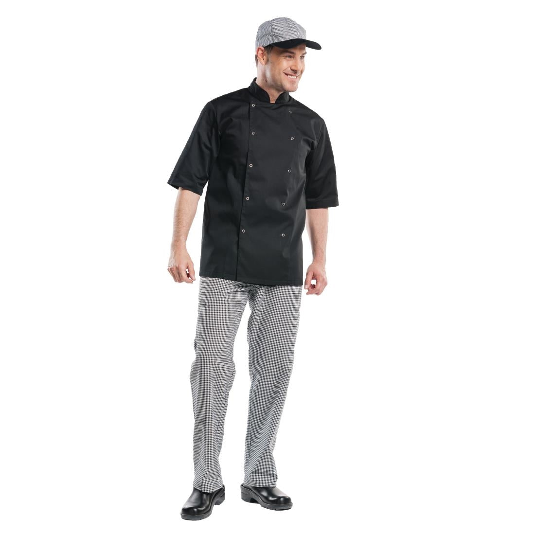 Veste de cuisine mixte Chaud Devant Hilton Poco manches courtes noire L — B508-L