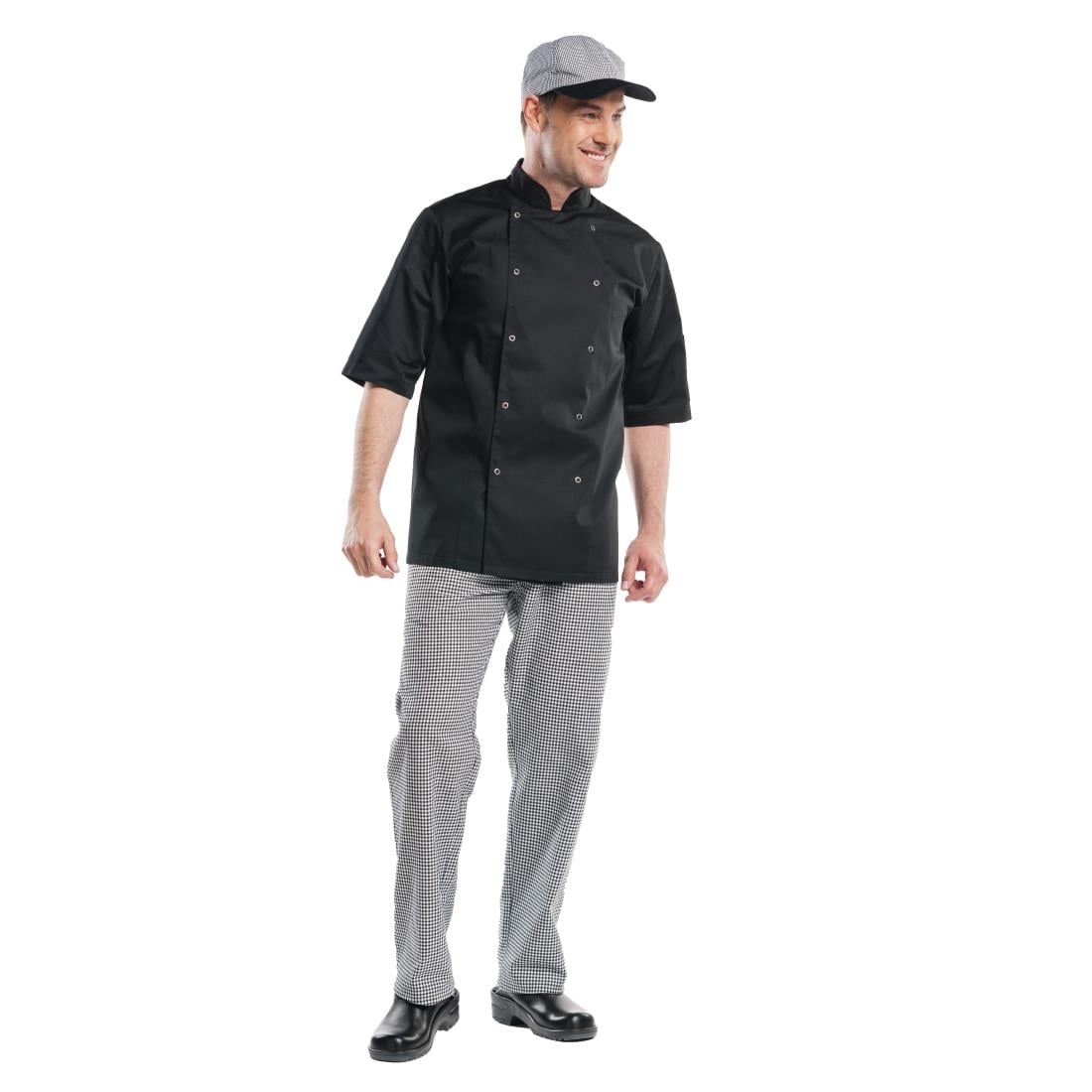 Veste de cuisine mixte Chaud Devant Hilton Poco manches courtes noire S — B508-S