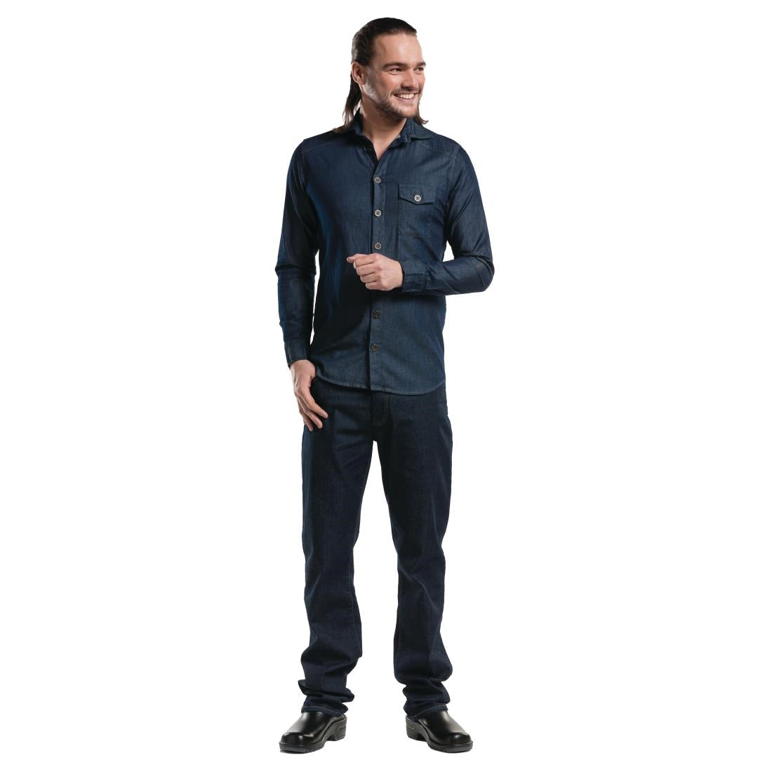 Chemise homme denim stretch Chaud Devant bleue S — B543-S