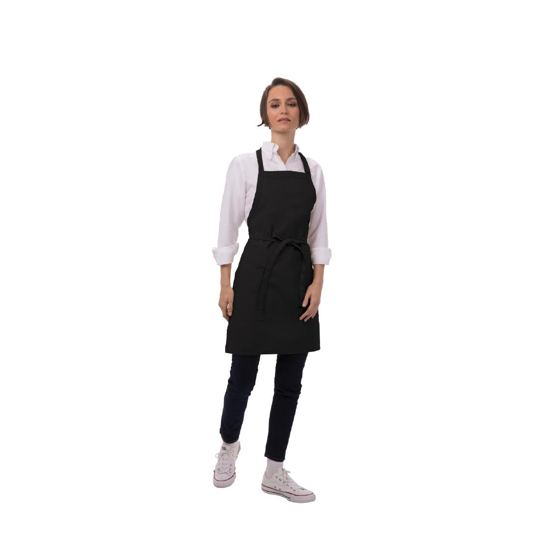 Tablier bavette avec deux poches plaquées Chef Works noir — B780