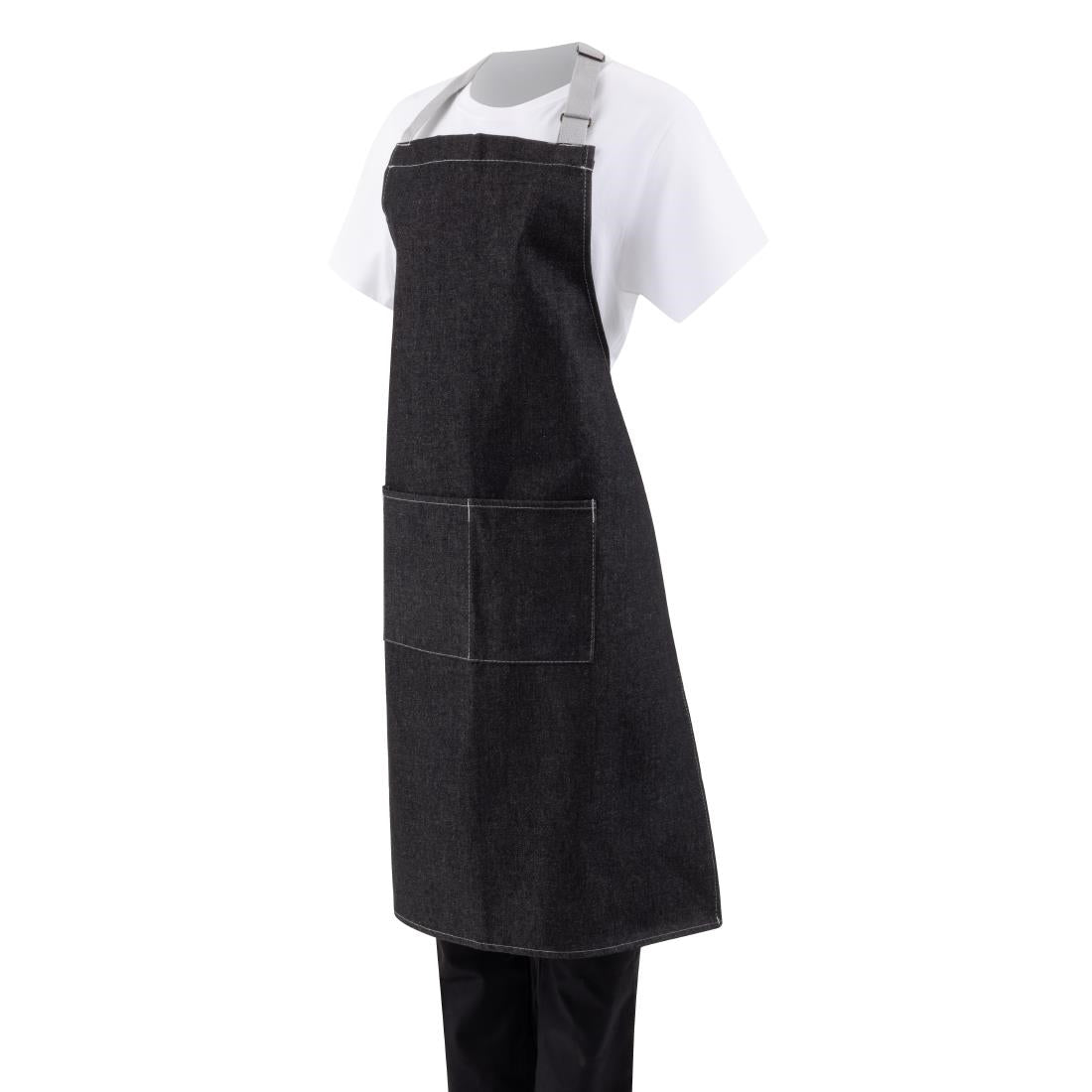 Tablier bavette denim Southside noir — B981