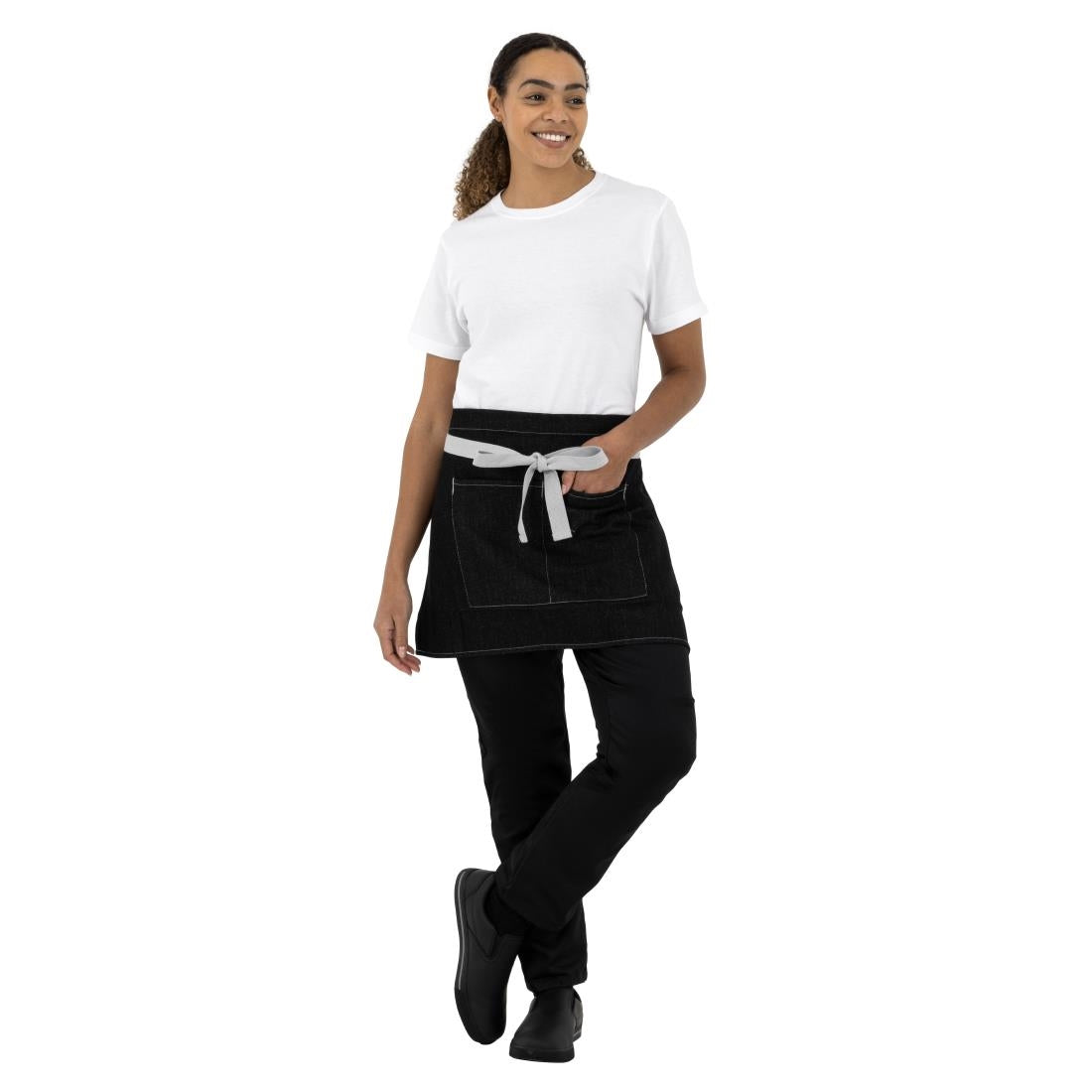 Tablier serveur court denim Southside noir 760mm — B995