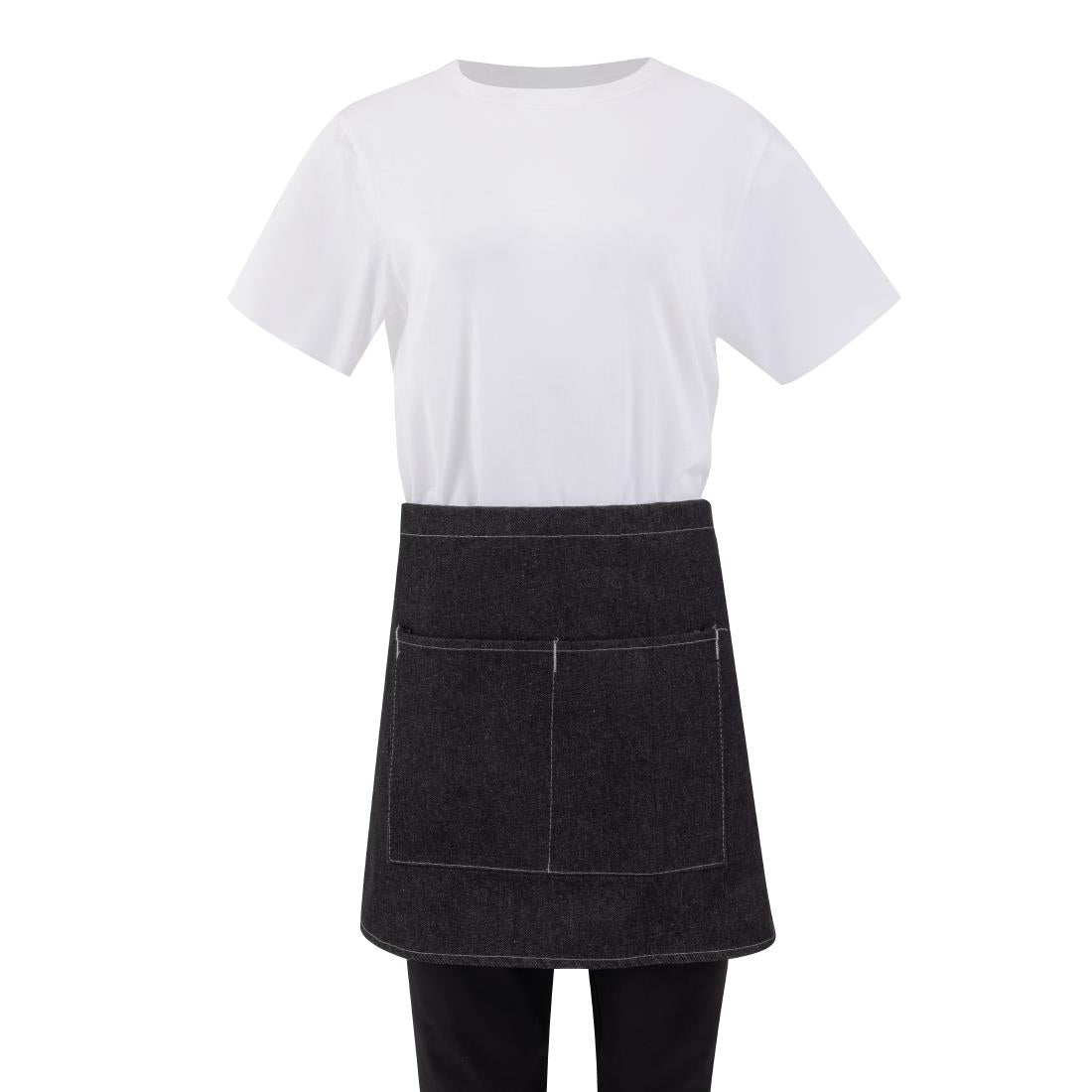 Tablier serveur court denim Southside noir 760mm — B995