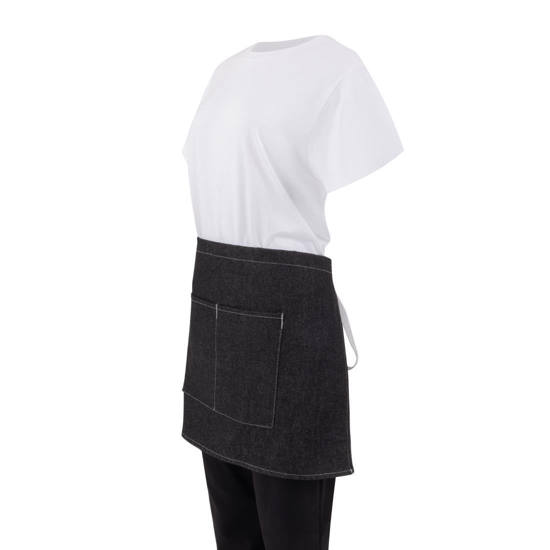 Tablier serveur court denim Southside noir 760mm — B995