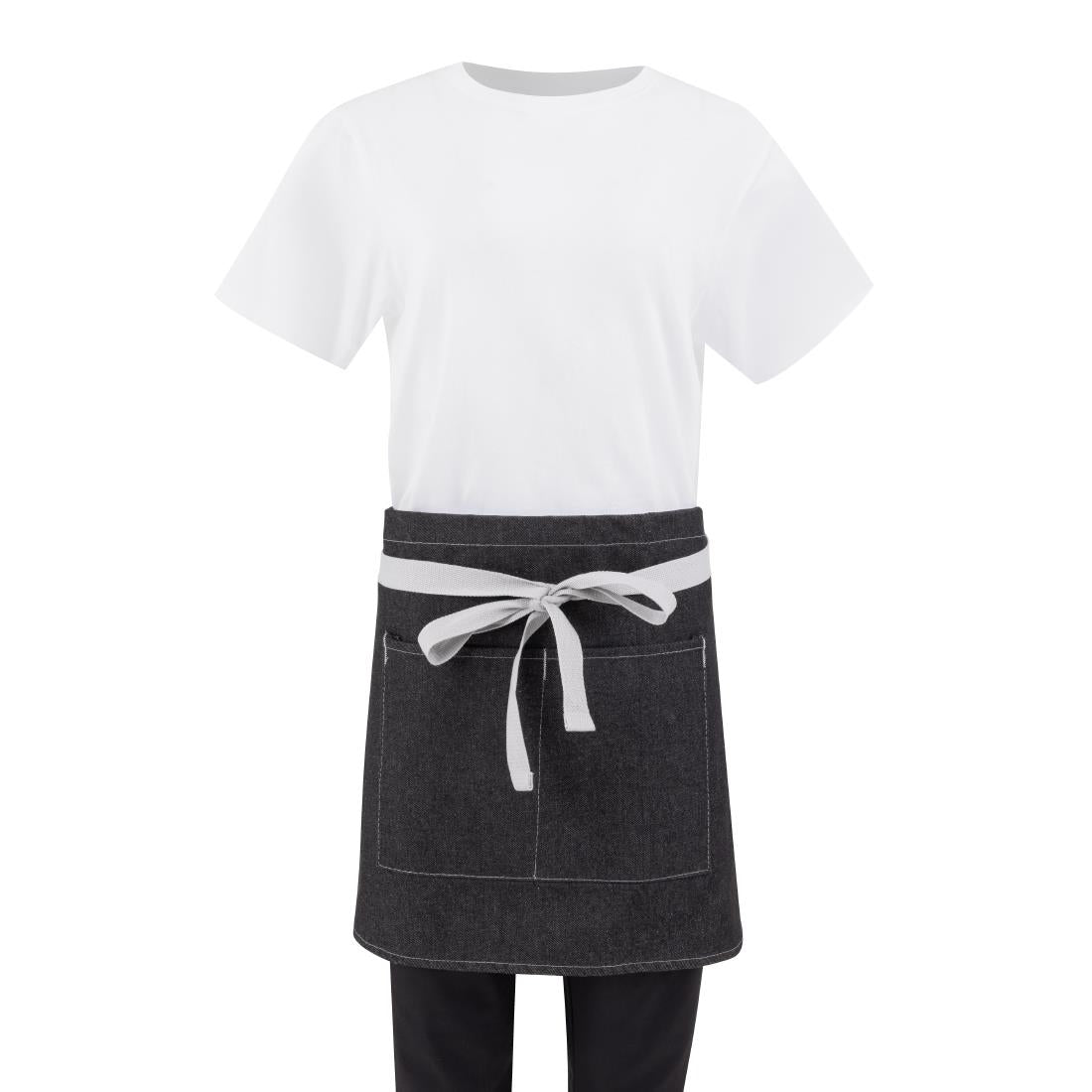 Tablier serveur court denim Southside noir 760mm — B995