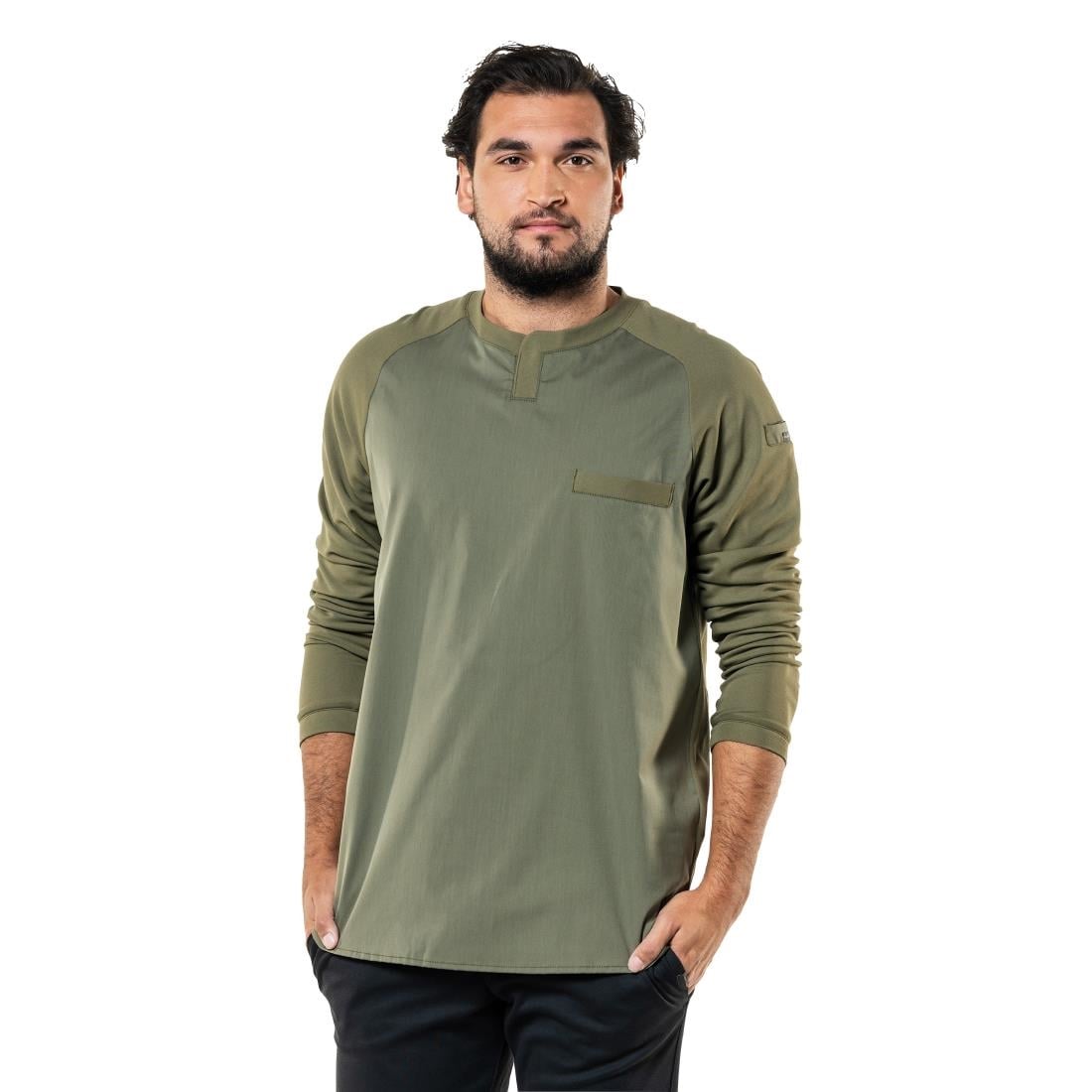 T-shirt mixte manches longues Chaud Devant Valente UFX vert taille L — BA018-L