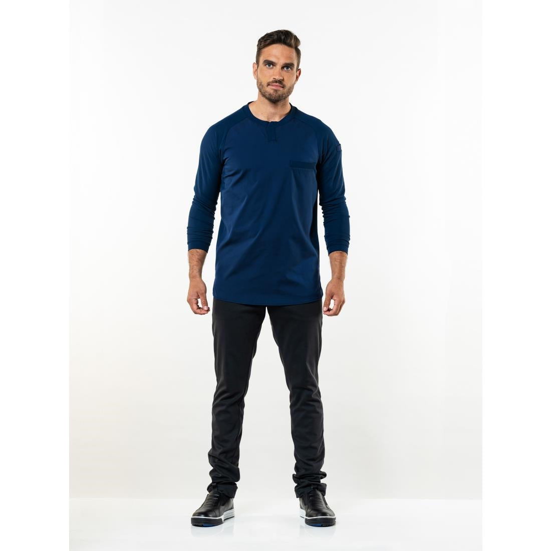 T-shirt mixte manches longues Chaud Devant Valente UFX marine taille M — BA019-M