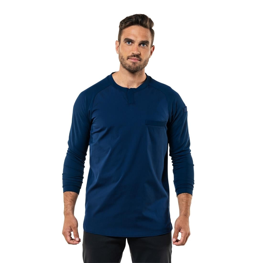 T-shirt mixte manches longues Chaud Devant Valente UFX marine taille M — BA019-M