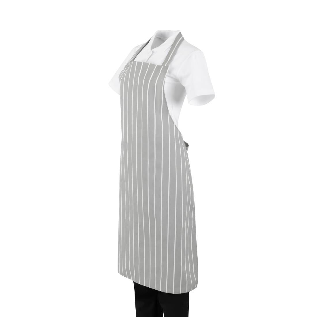Tablier bavette rayé gris et blanc Whites — BA111