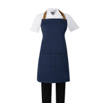 Tablier court Southside en denim bleu avec attaches marron clair — BA158
