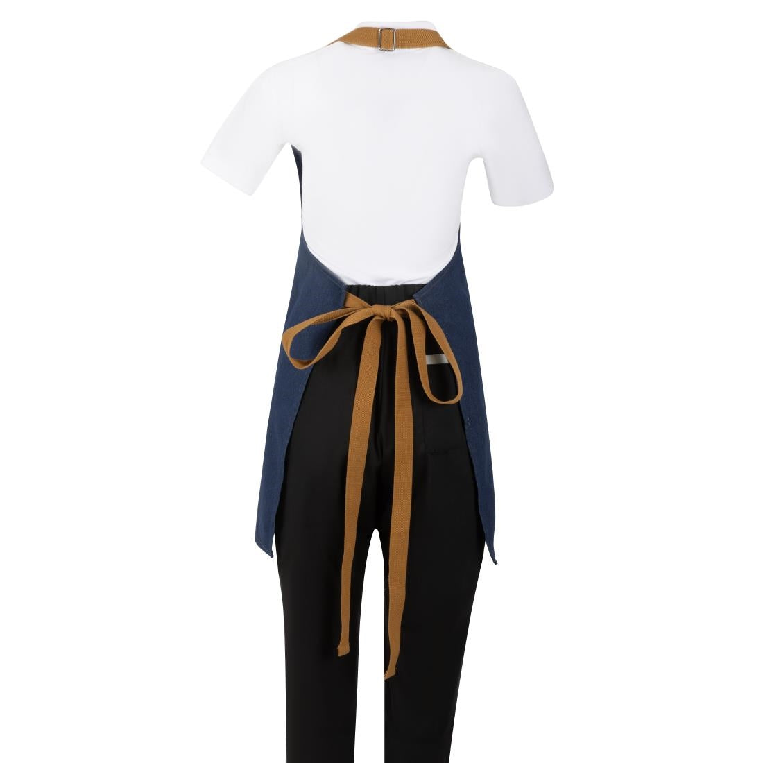 Tablier court Southside en denim bleu avec attaches marron clair — BA158