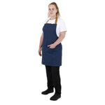 Tablier court Southside en denim bleu avec attaches marron clair — BA158