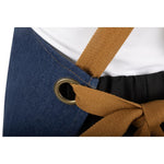 Tablier court croisé dans le dos Southside en denim bleu avec liens en cuir — BA159