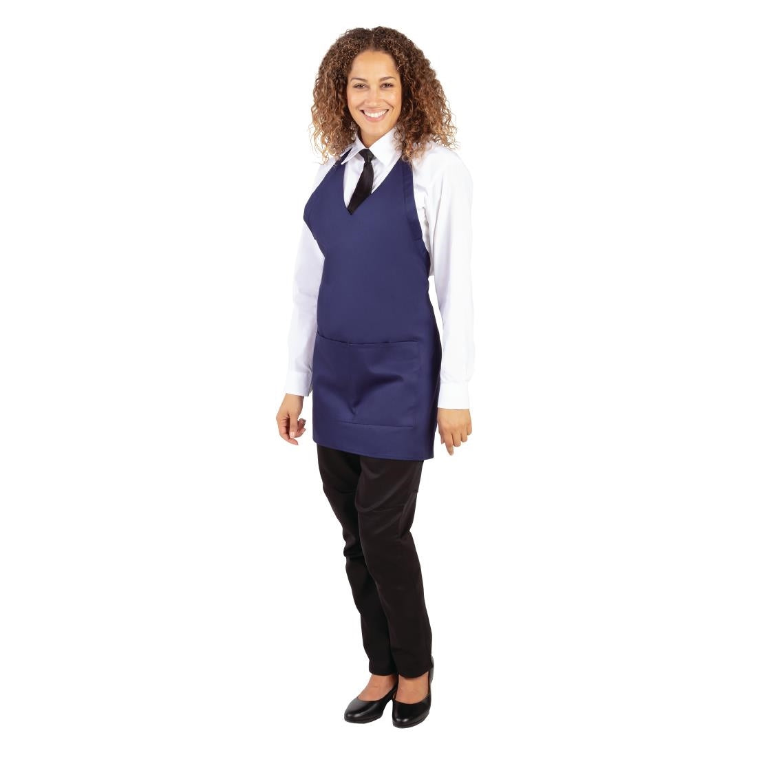 Tablier serveur col en V Whites bleu marine — BB137