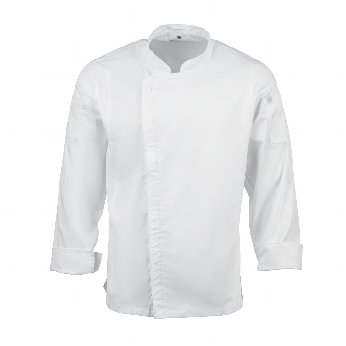 Veste de cuisine mixte légère à fermeture éclair Hartford Chef Works Urban blanche S — BB264-S