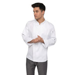 Veste de cuisine mixte légère à fermeture éclair Hartford Chef Works Urban blanche S — BB264-S