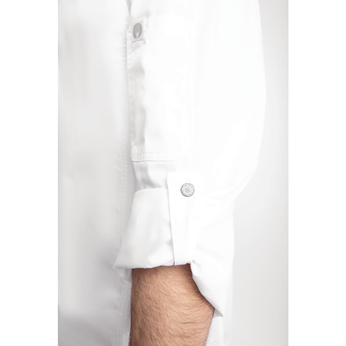 Veste de cuisine mixte légère à fermeture éclair Hartford Chef Works Urban blanche S — BB264-S
