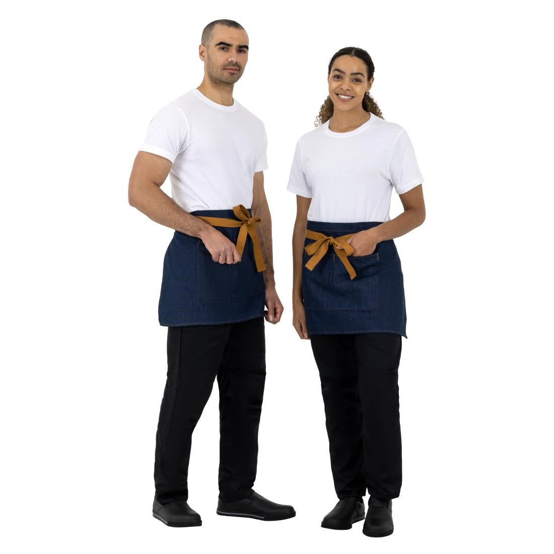 Tablier serveur Southside denim bleu et ceinture ocre — BB465
