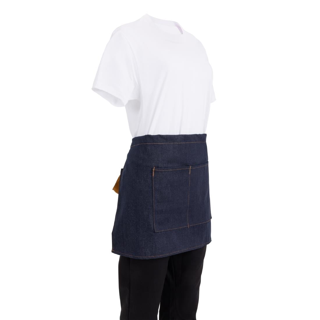 Tablier serveur Southside denim bleu et ceinture ocre — BB465