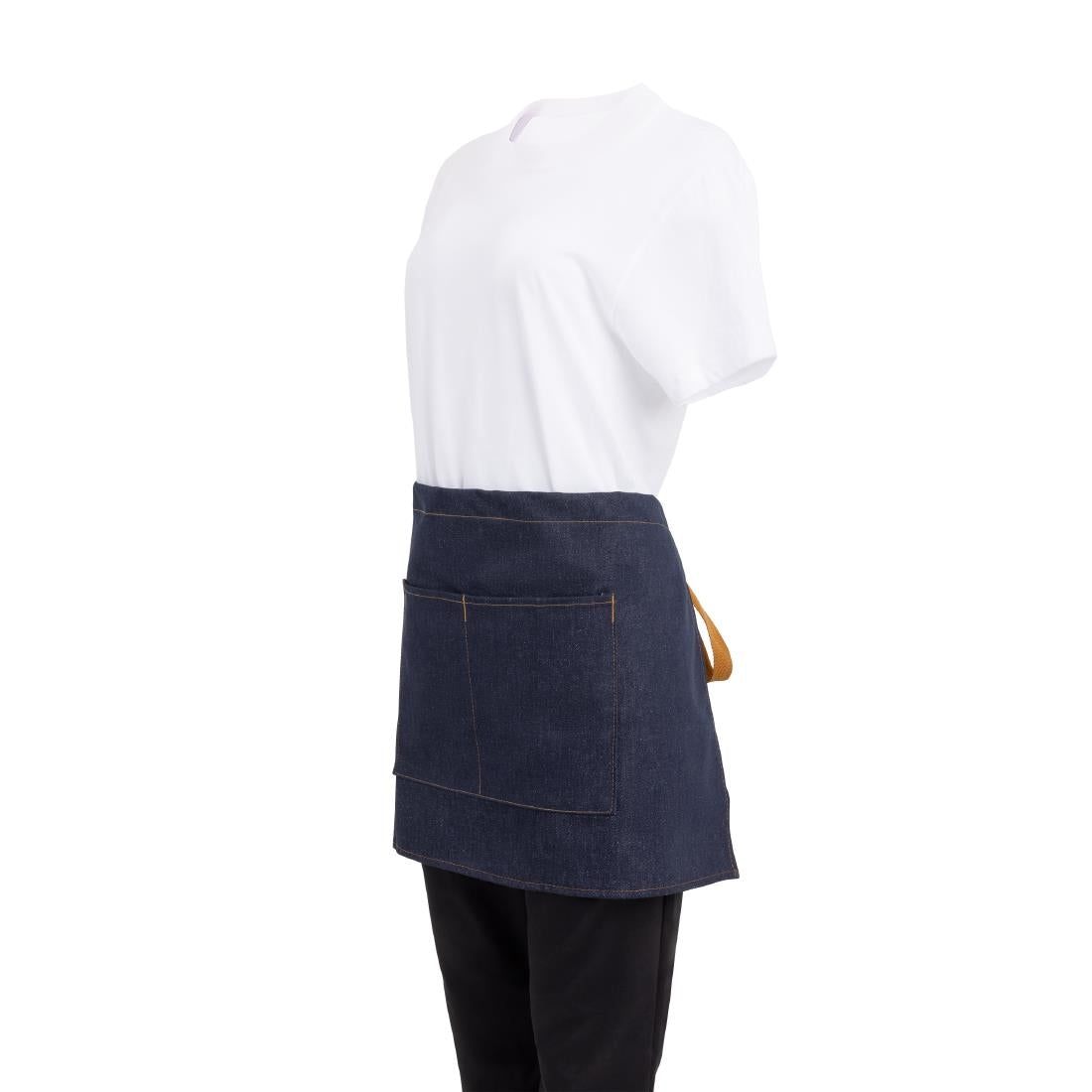 Tablier serveur Southside denim bleu et ceinture ocre — BB465