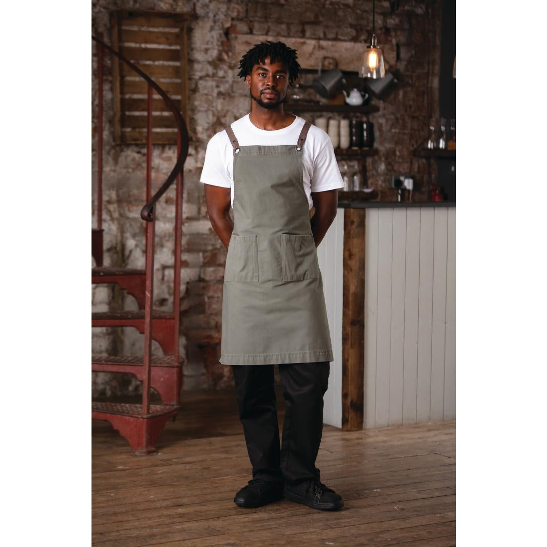 Tablier bavette en coton Southside kaki — BB684