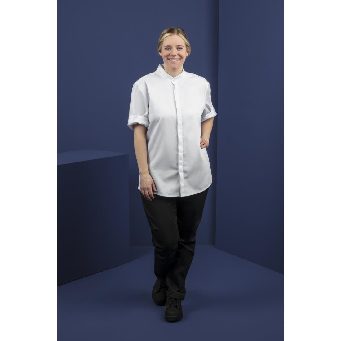 Veste de cuisine mixte col officier Southside blanche L — BB702-L