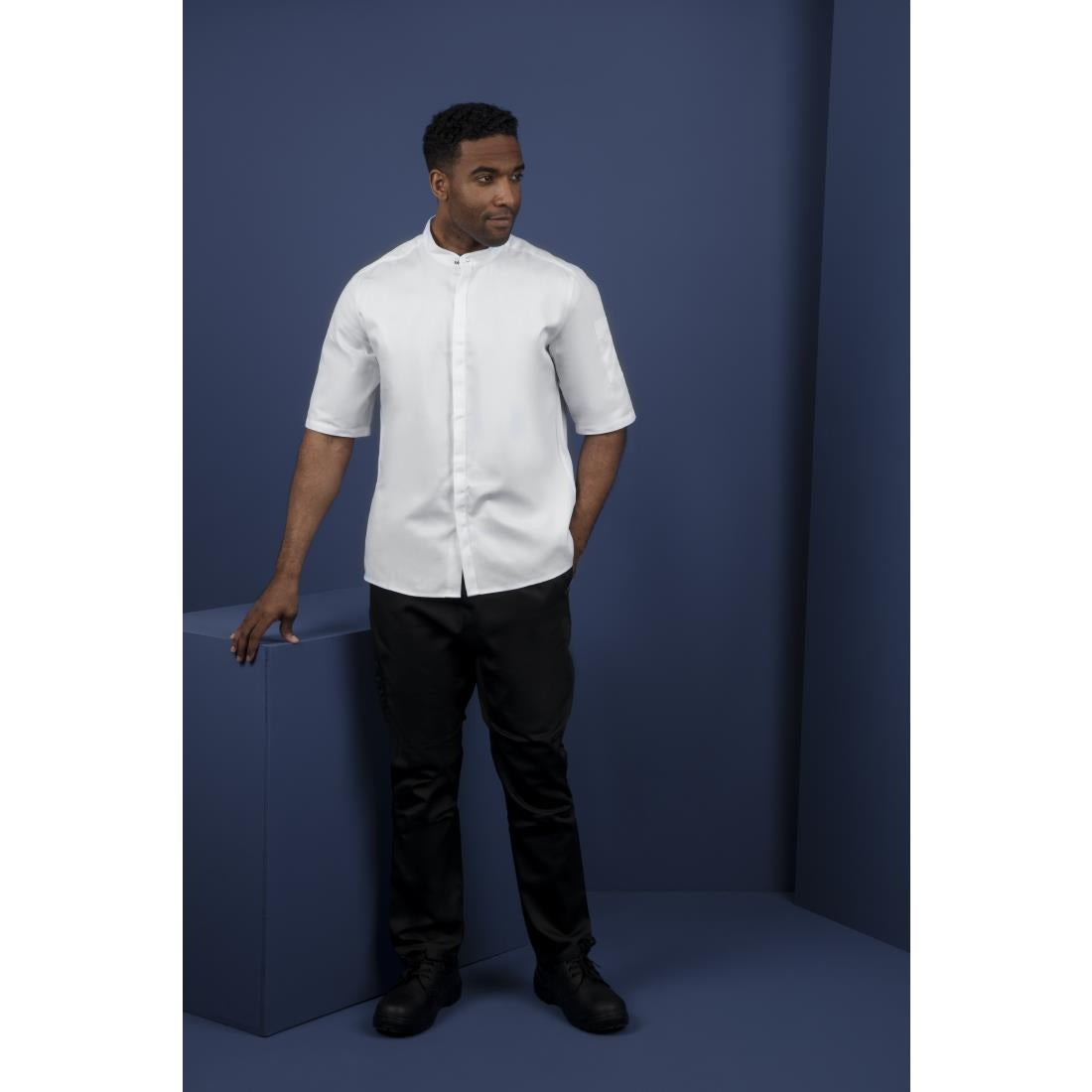 Veste de cuisine mixte col officier Southside blanche L — BB702-L