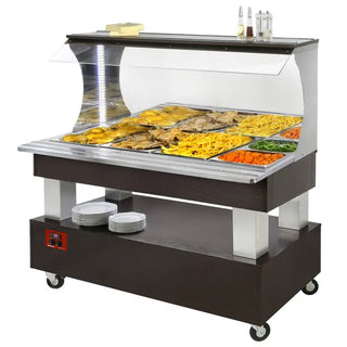 Buffet chauffant mural bain marie 4x GN1/1-150 (Bois Wengé)