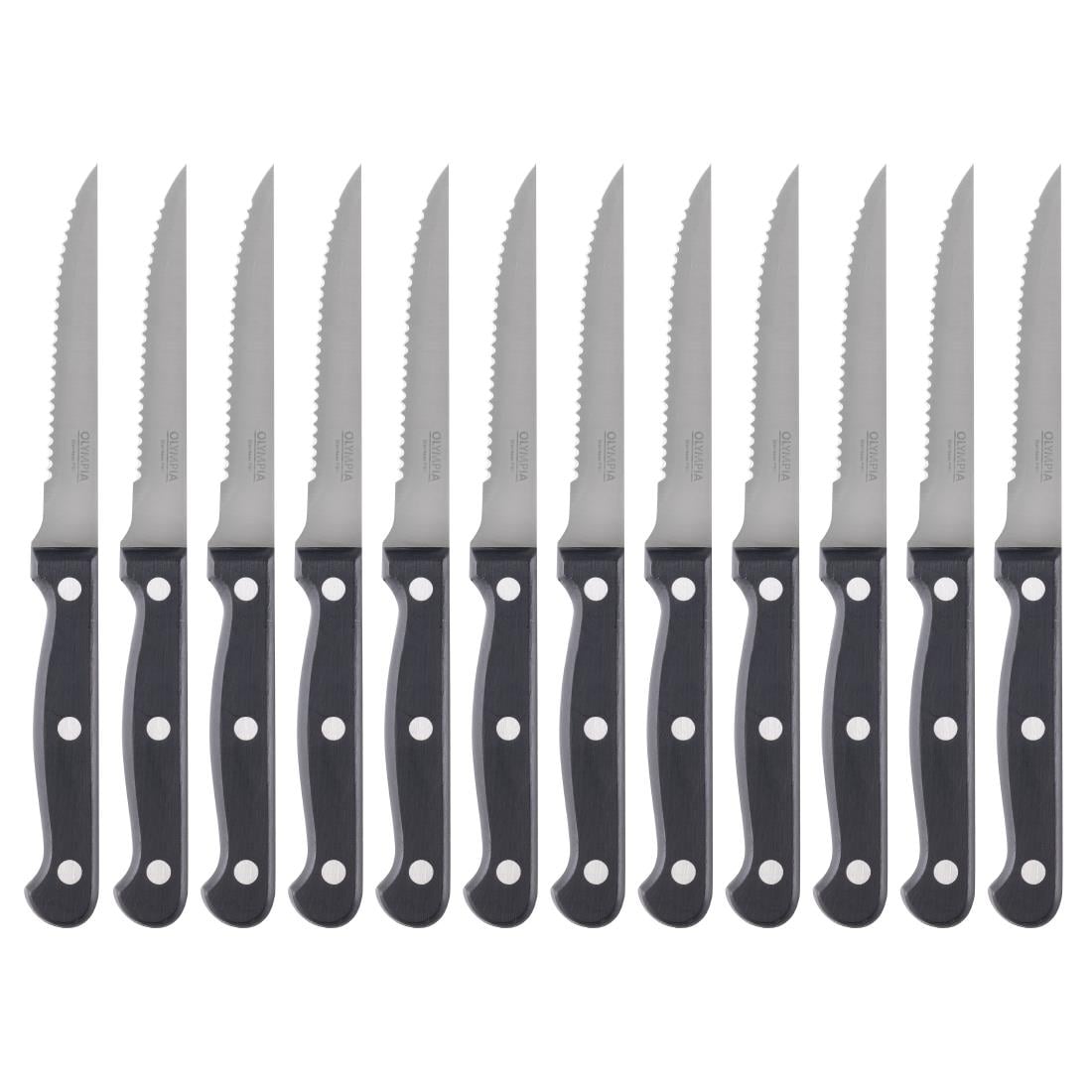 Couteau à viande pointu Olympia Taverna manche noir (lot de 12) — C134